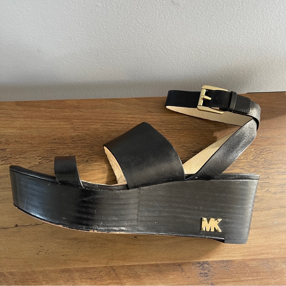 Michael Kors Black Wedge Platform Sandal  size 7
